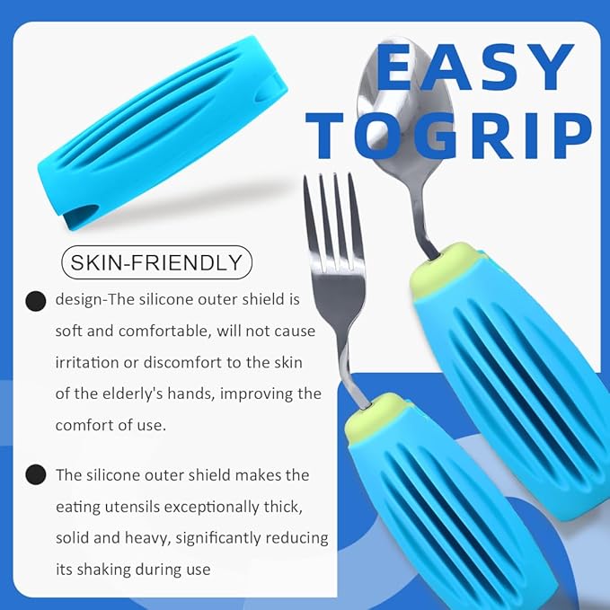 Angled Spoon & Fork Set+Silicone Weighted Cover