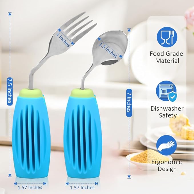 Angled Spoon & Fork Set+Silicone Weighted Cover