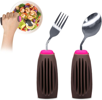 Angled Spoon & Fork Set+Silicone Weighted Cover