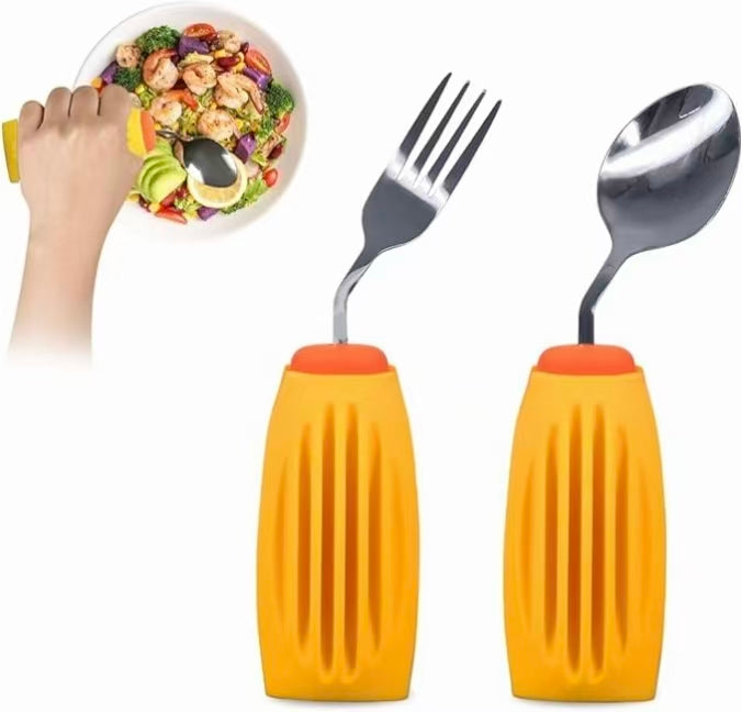 Angled Spoon & Fork Set+Silicone Weighted Cover