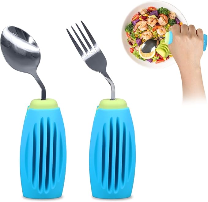 Angled Spoon & Fork Set+Silicone Weighted Cover