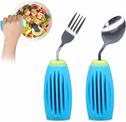 Angled Spoon & Fork Set+Silicone Weighted Cover