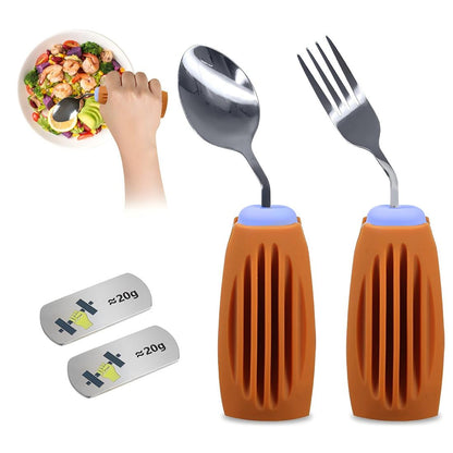 Angled Spoon & Fork Set+Silicone Weighted Cover