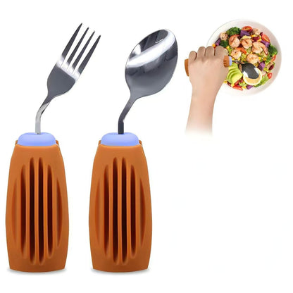 Angled Spoon & Fork Set+Silicone Weighted Cover